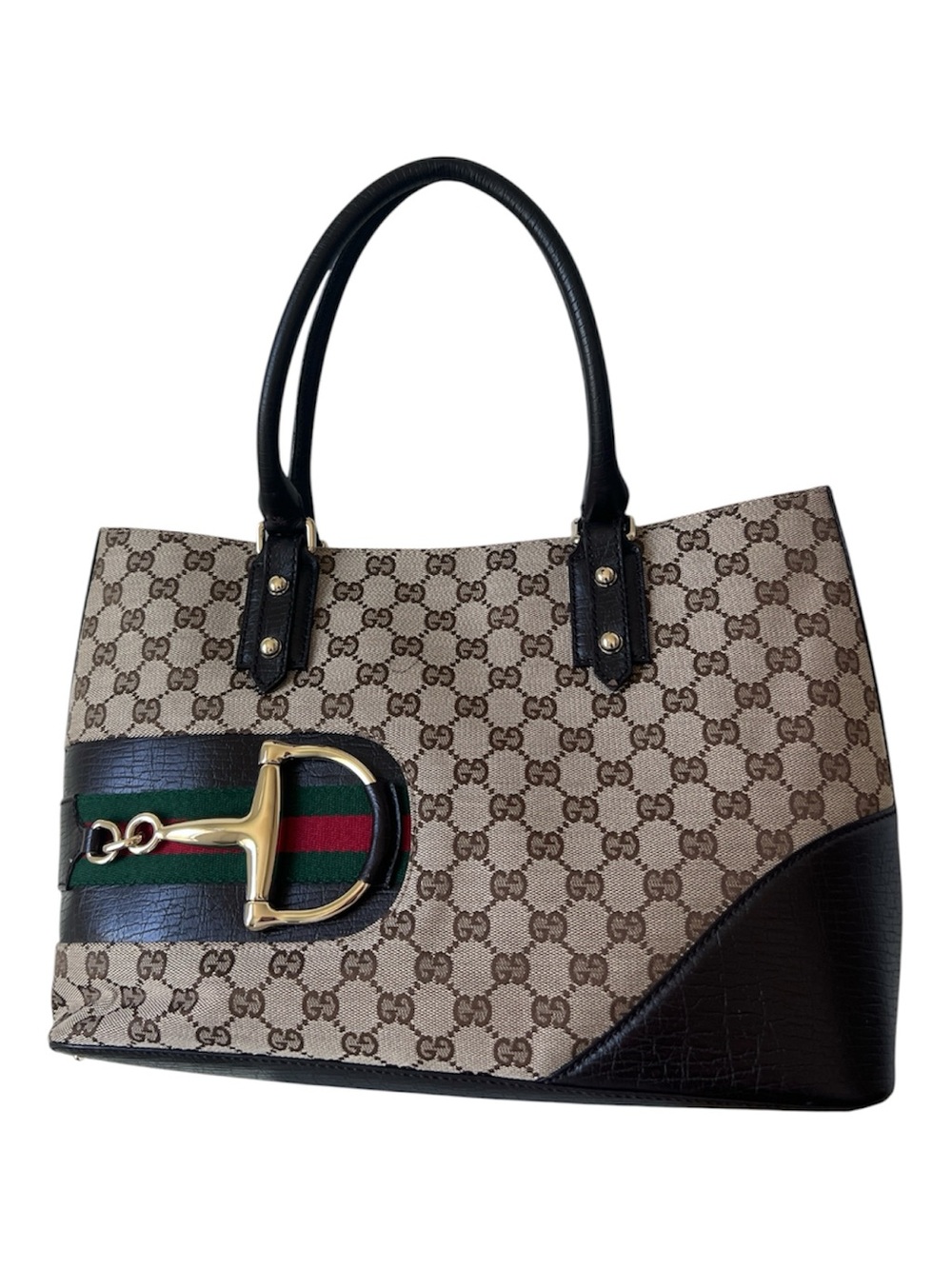 Gucci Brown GG Monogram Hasler Canvas Medium Tote Bag